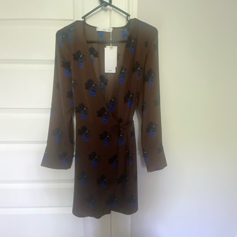 Brown and Blue Floral Dress